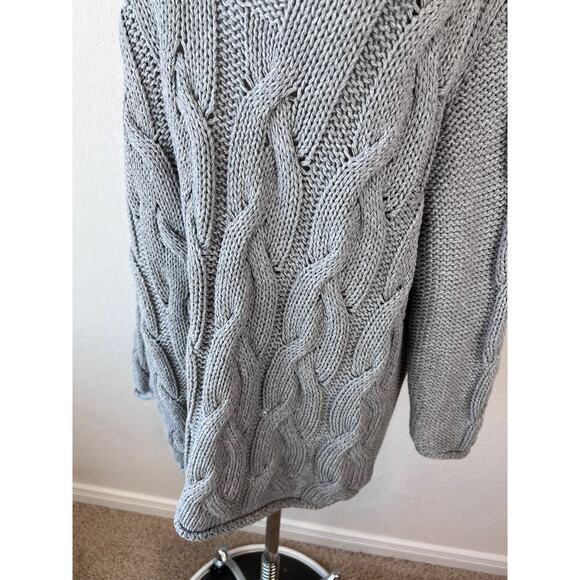 BDG Chunky Oversized Cable Knit Sweater V Neck Gray Grunge size Medium - Picture 7 of 8